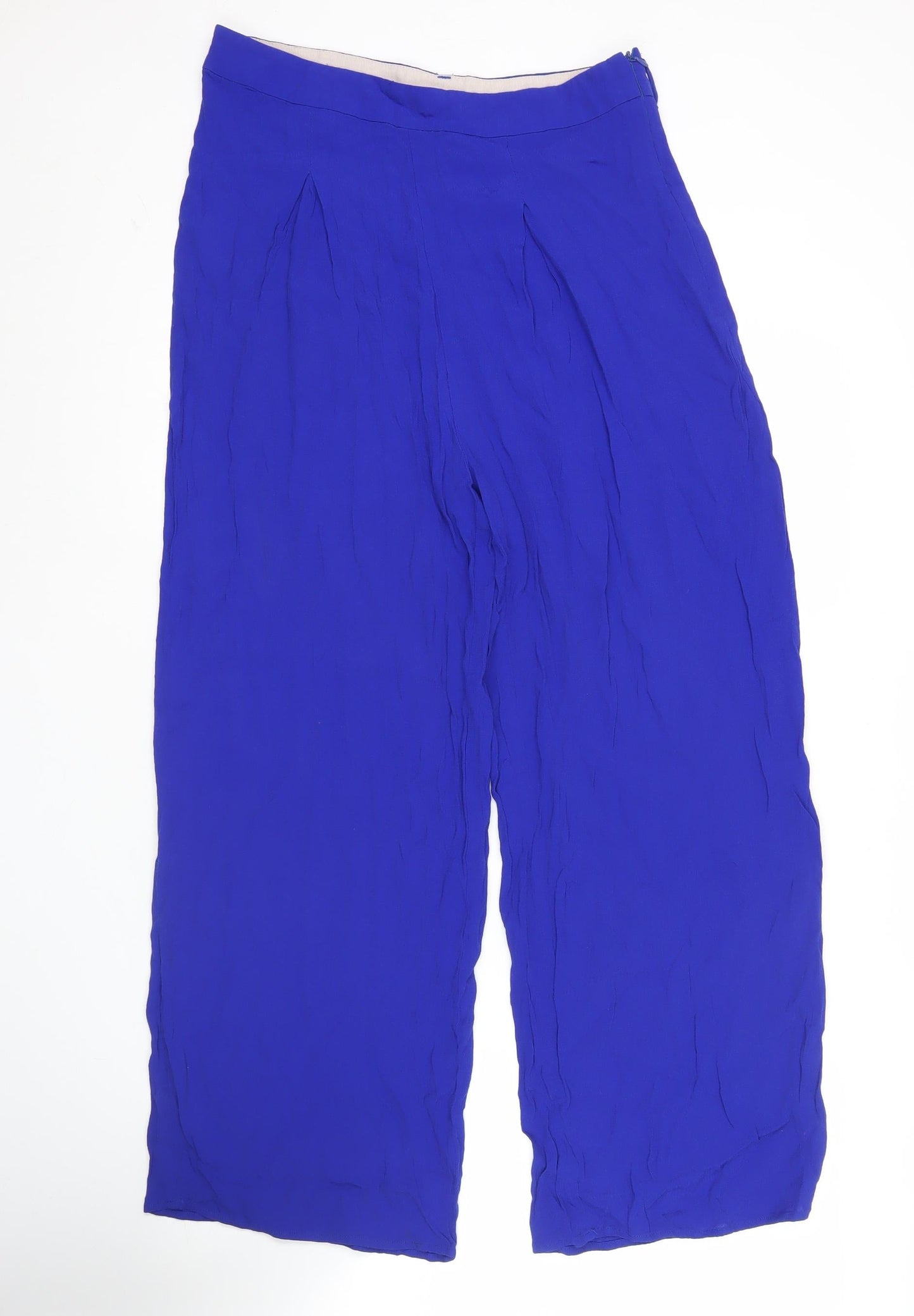 Yumi Women’s Blue Wide-Leg Viscose Trousers Size 12