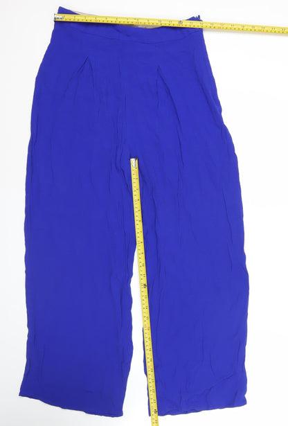 Yumi Women’s Blue Wide-Leg Viscose Trousers Size 12