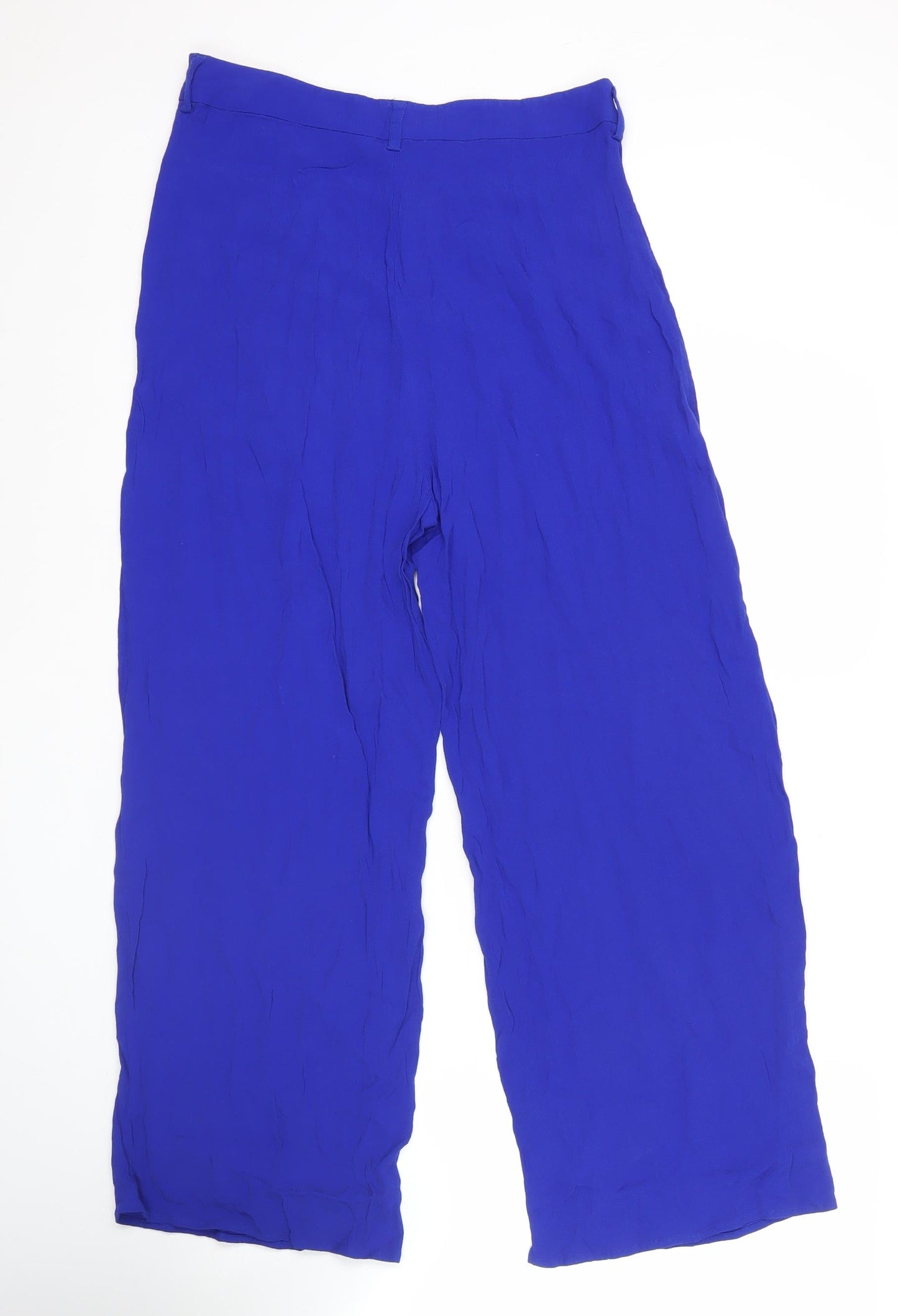 Yumi Women’s Blue Wide-Leg Viscose Trousers Size 12