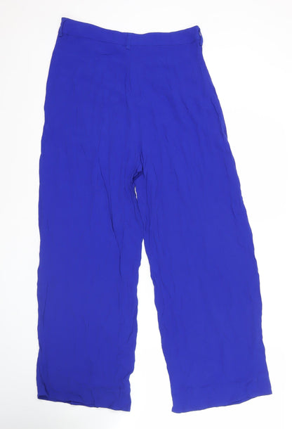 Yumi Women’s Blue Wide-Leg Viscose Trousers Size 12