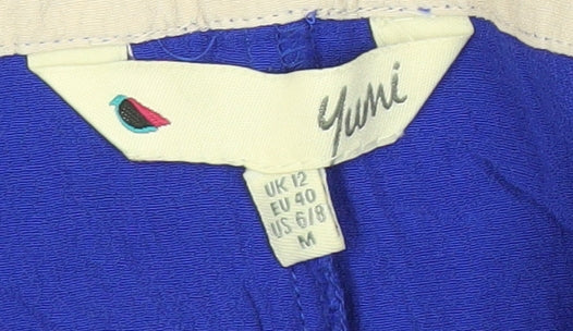 Yumi Women’s Blue Wide-Leg Viscose Trousers Size 12