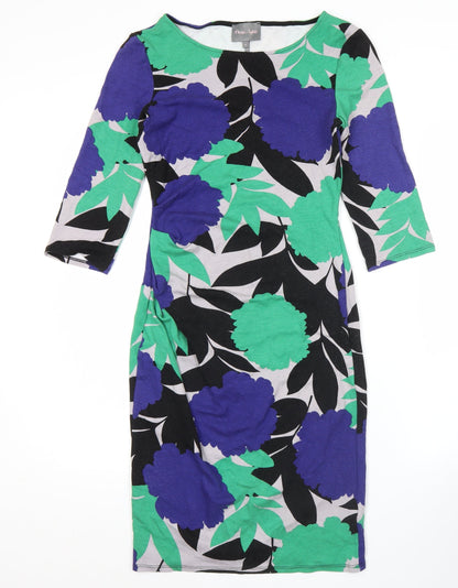 Phase Eight Womens Multicoloured Floral Dress Size 10 Sheath 3/4 Sleeve