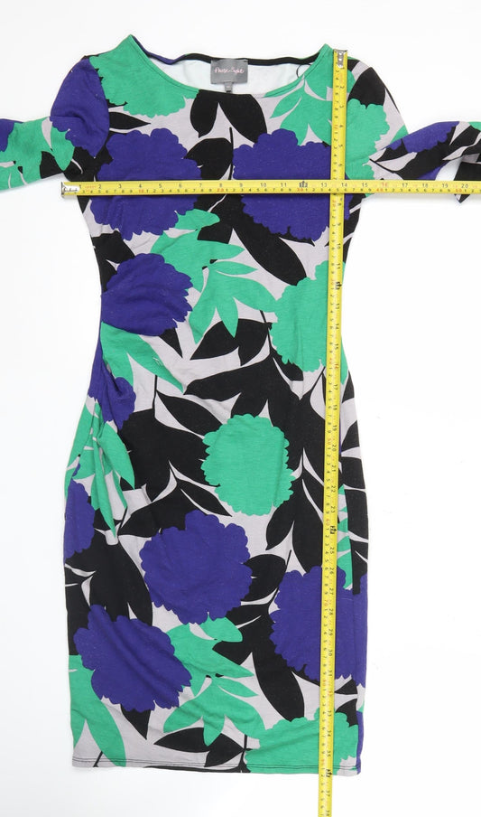 Phase Eight Womens Multicoloured Floral Dress Size 10 Sheath 3/4 Sleeve