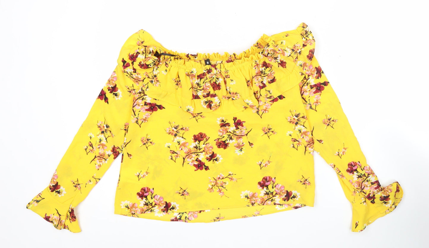 Womens UK Size 6 H&M Yellow Tunic Blouse