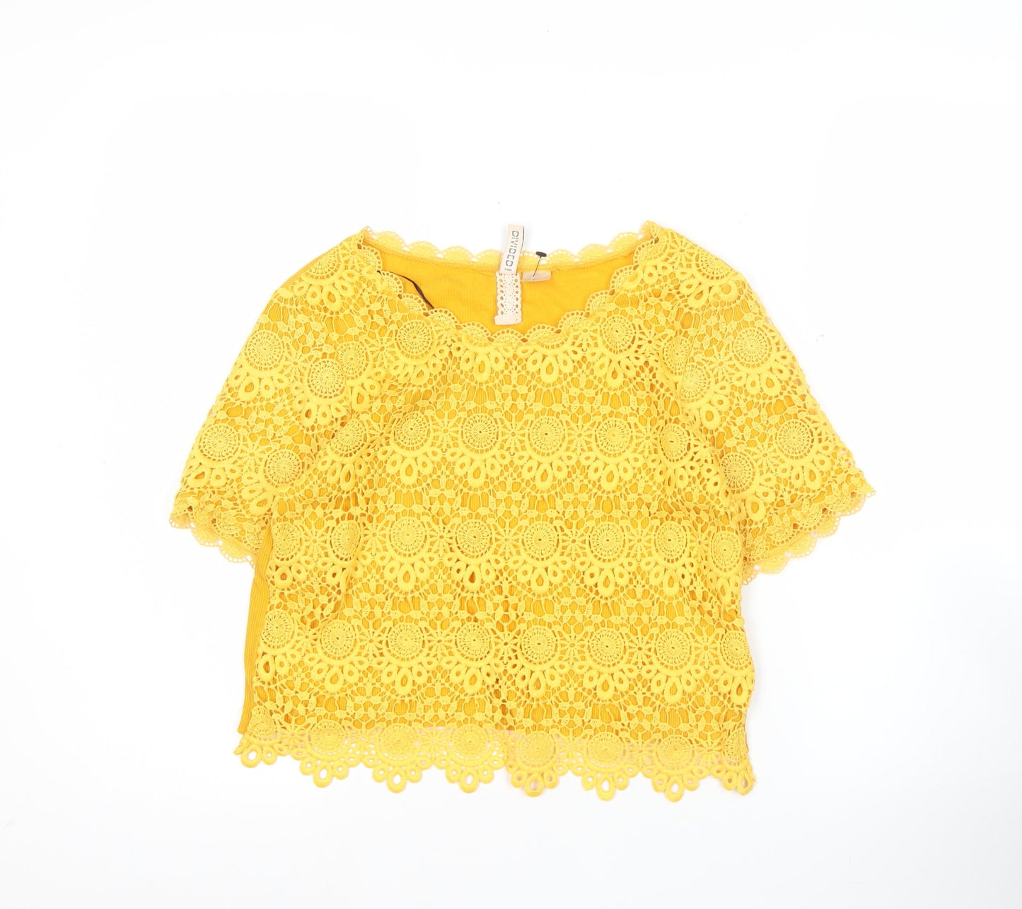 Womens UK Size XS H&M Yellow Cropped Blouse