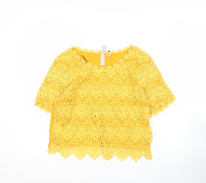 Womens UK Size XS H&M Yellow Cropped Blouse