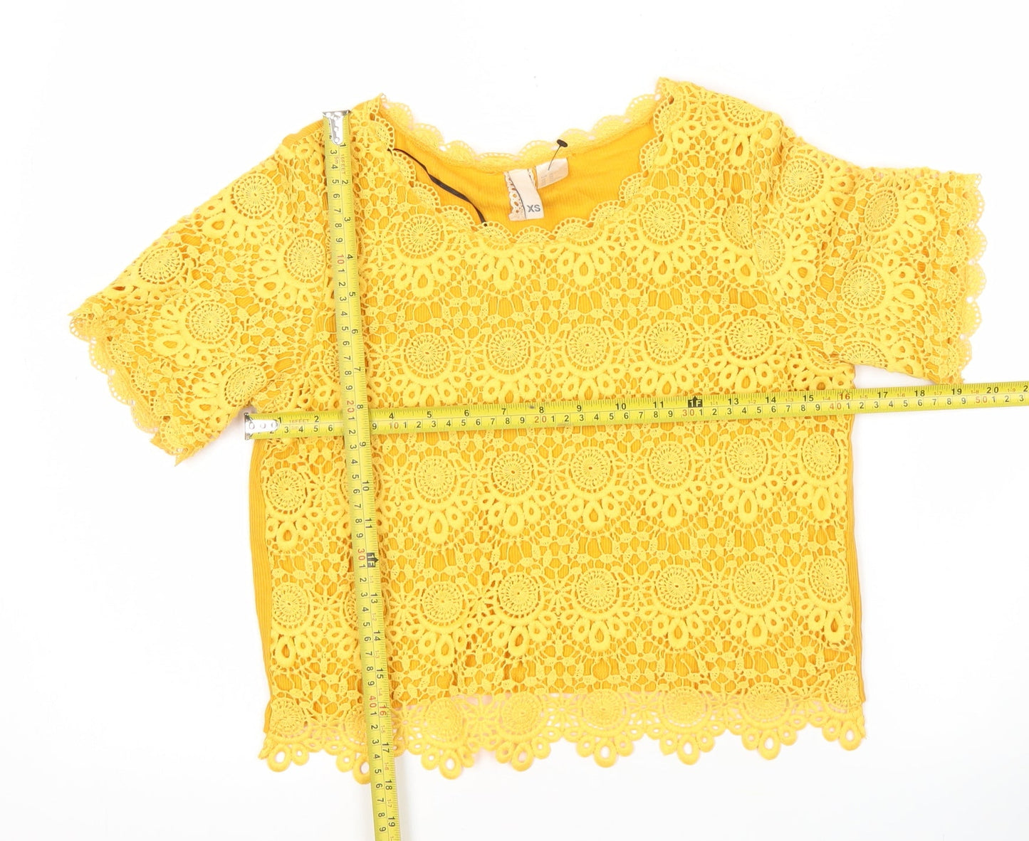 Womens UK Size XS H&M Yellow Cropped Blouse
