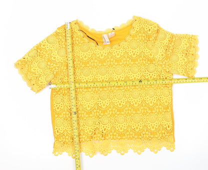 Womens UK Size XS H&M Yellow Cropped Blouse