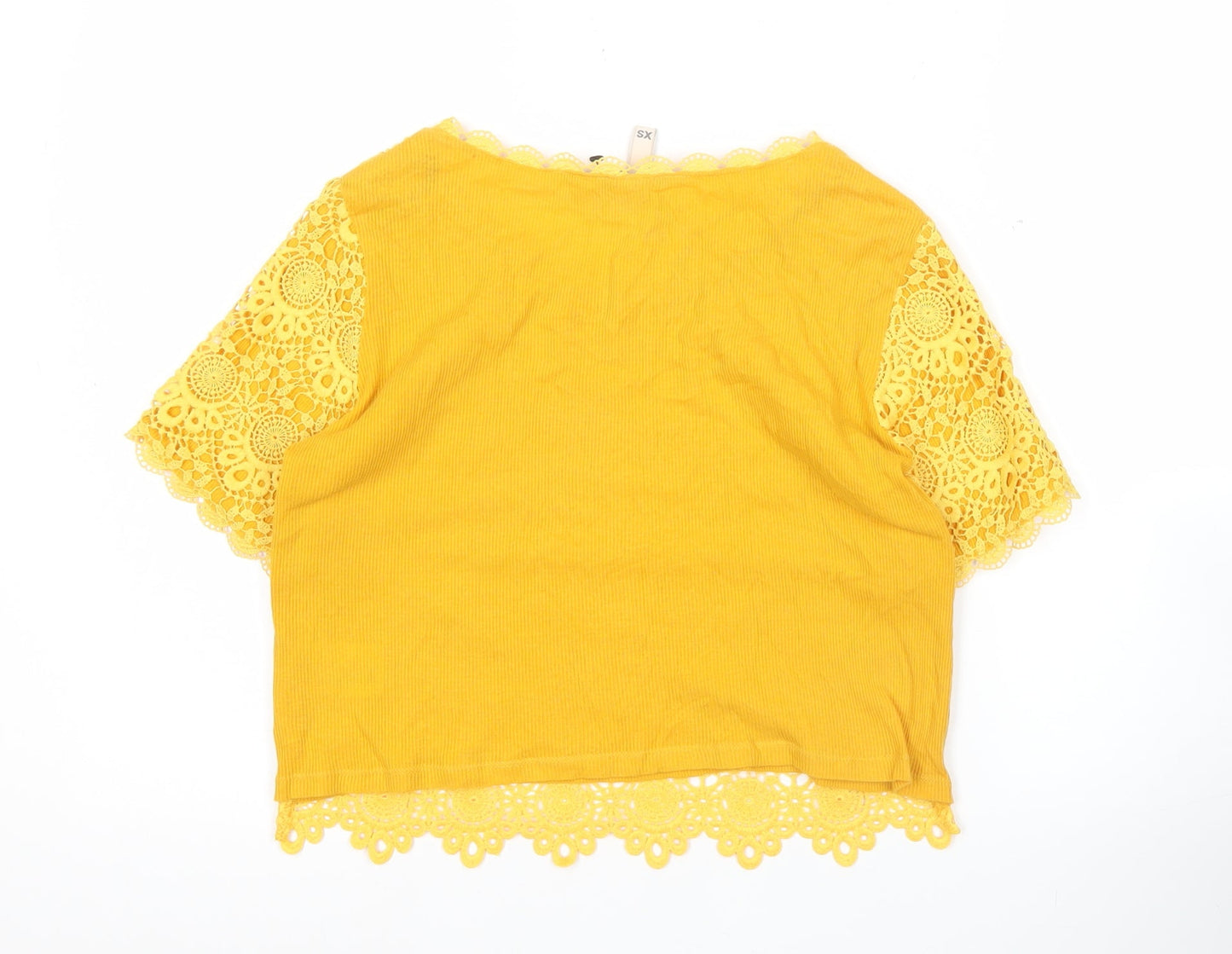 Womens UK Size XS H&M Yellow Cropped Blouse