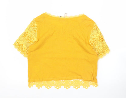 Womens UK Size XS H&M Yellow Cropped Blouse