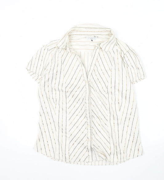 New Look Womens White Striped Button-Up Shirt Size 16