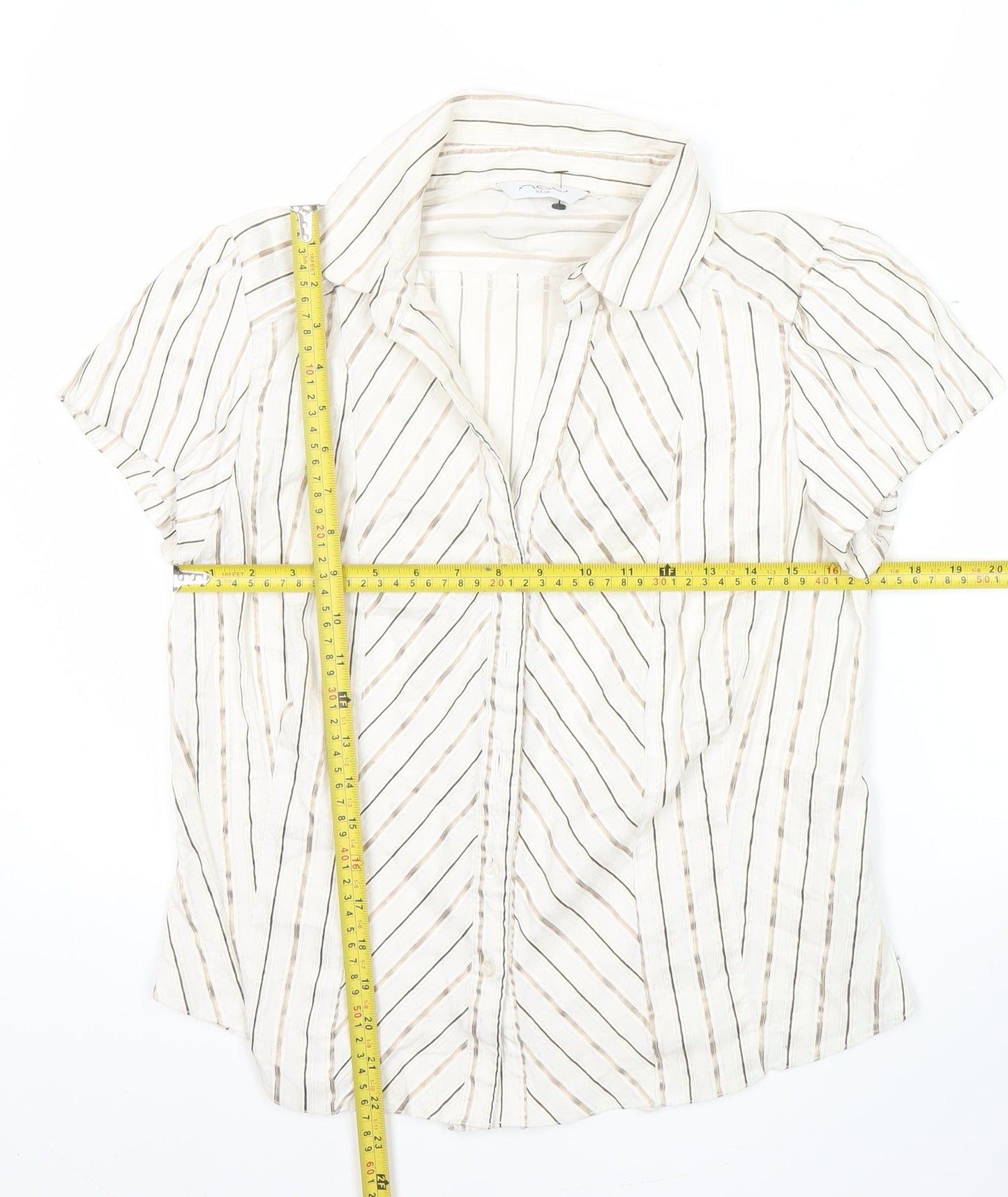New Look Womens White Striped Button-Up Shirt Size 16