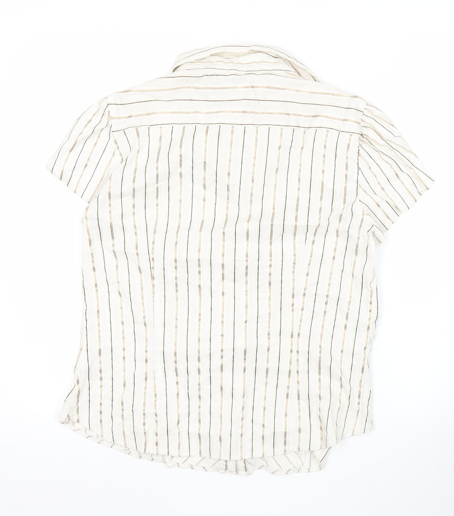 New Look Womens White Striped Button-Up Shirt Size 16