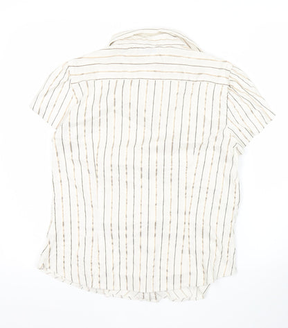 New Look Womens White Striped Button-Up Shirt Size 16