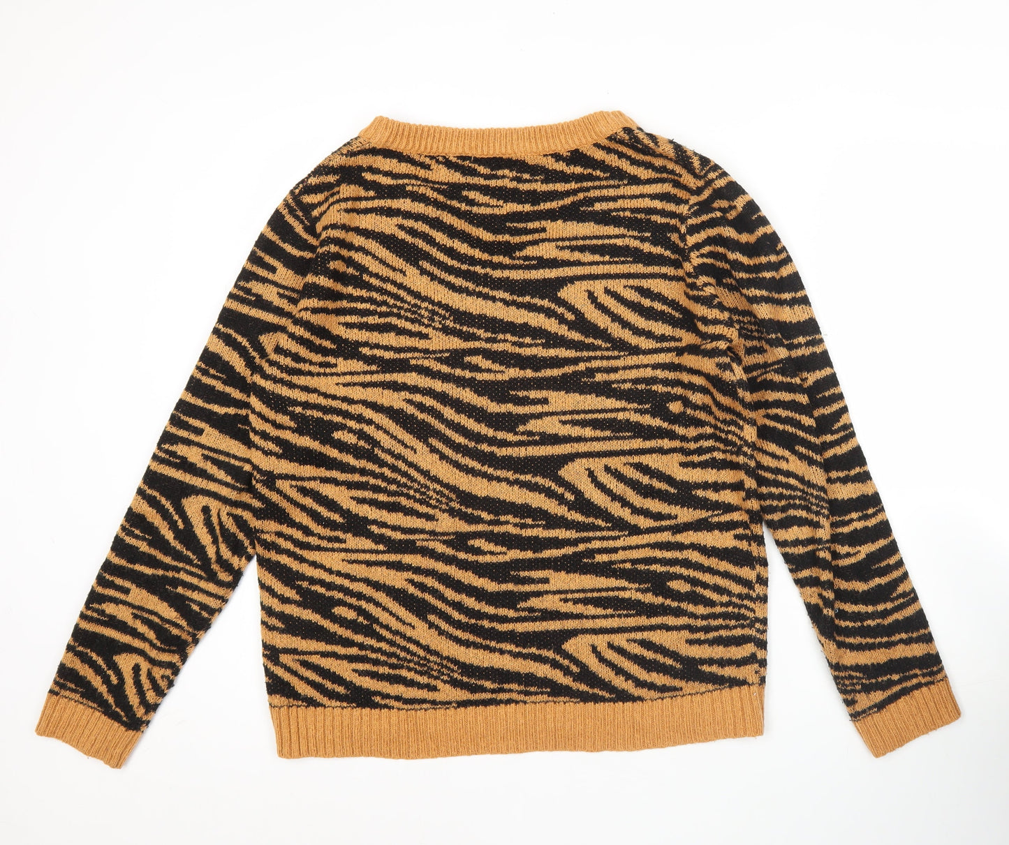 Brave Soul Womens Brown Zebra V-Neck Jumper Size S
