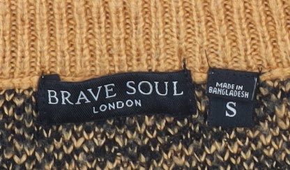Brave Soul Womens Brown Zebra V-Neck Jumper Size S