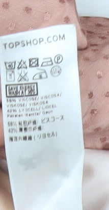 Topshop Women Pink Polka Dot Long Sleeve V-Neck Playsuit Size 10