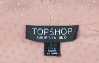 Topshop Women Pink Polka Dot Long Sleeve V-Neck Playsuit Size 10