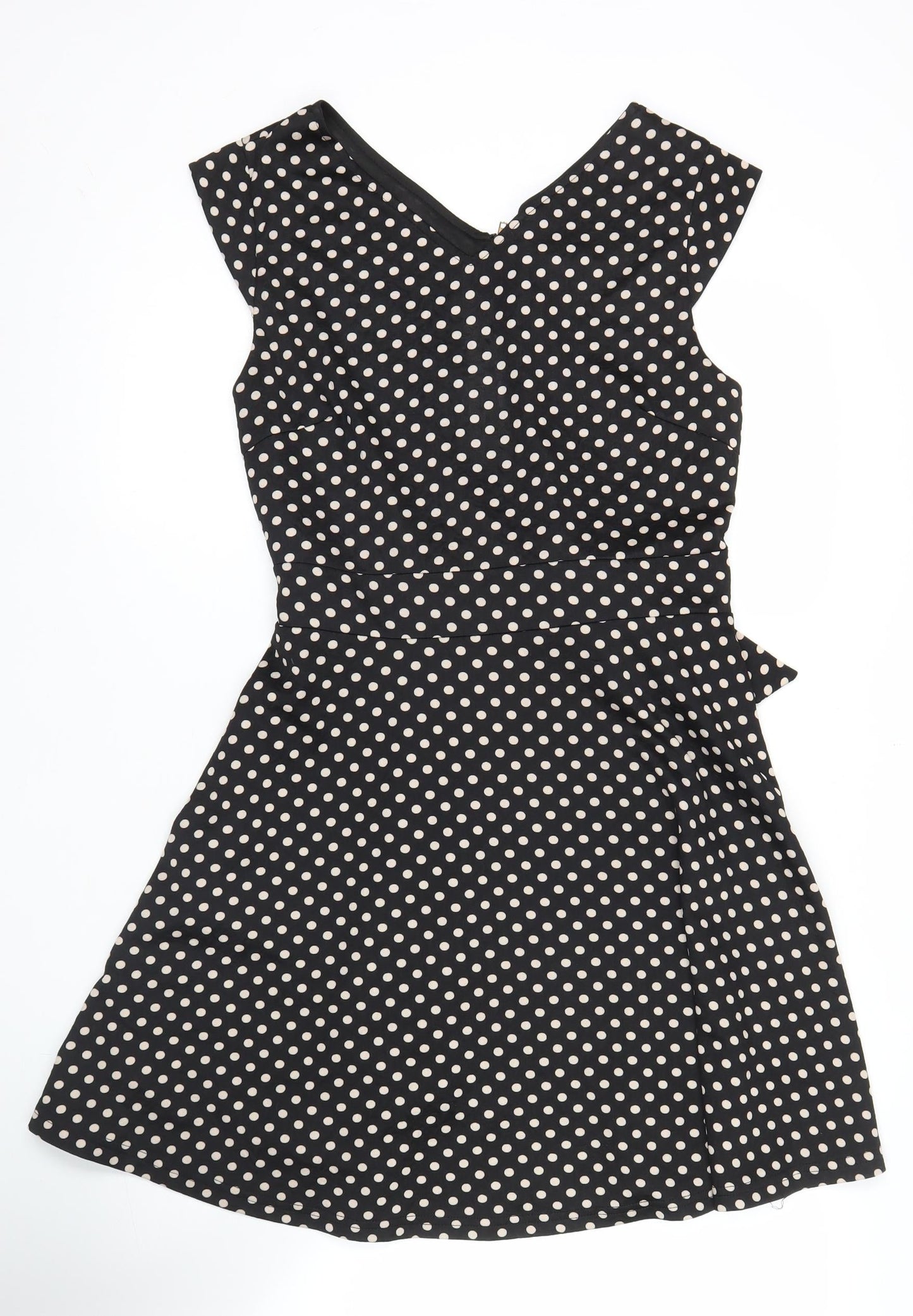 Mela London Women’s Black Polka Dot Fit & Flare Dress Size 14