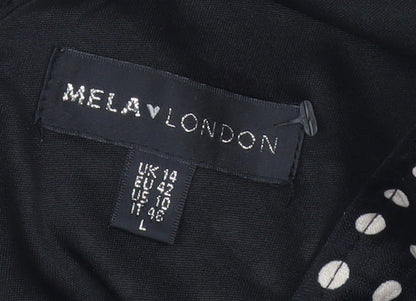 Mela London Women’s Black Polka Dot Fit & Flare Dress Size 14