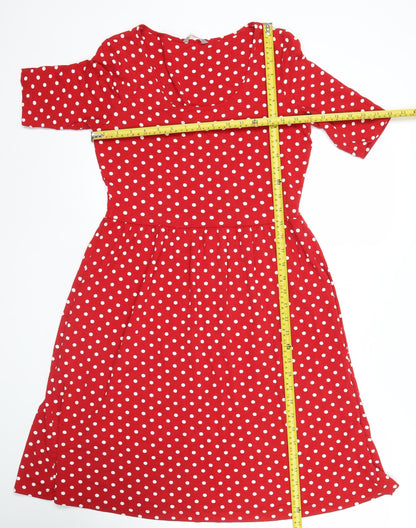 Marks and Spencer Women’s Red Polka Dot Knee Length Dress Size 12