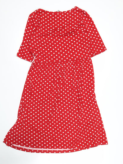 Marks and Spencer Women’s Red Polka Dot Knee Length Dress Size 12