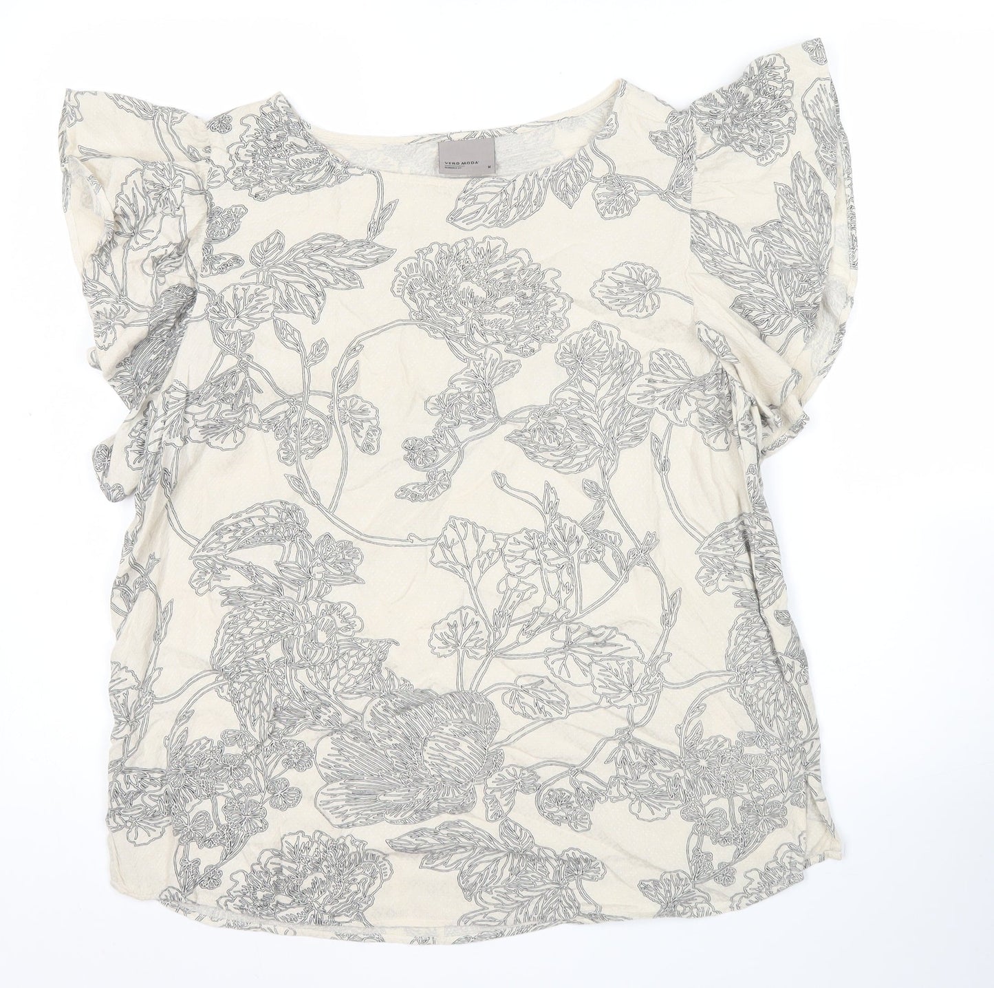 Womens UK Size M VERO MODA Ivory Basic Blouse