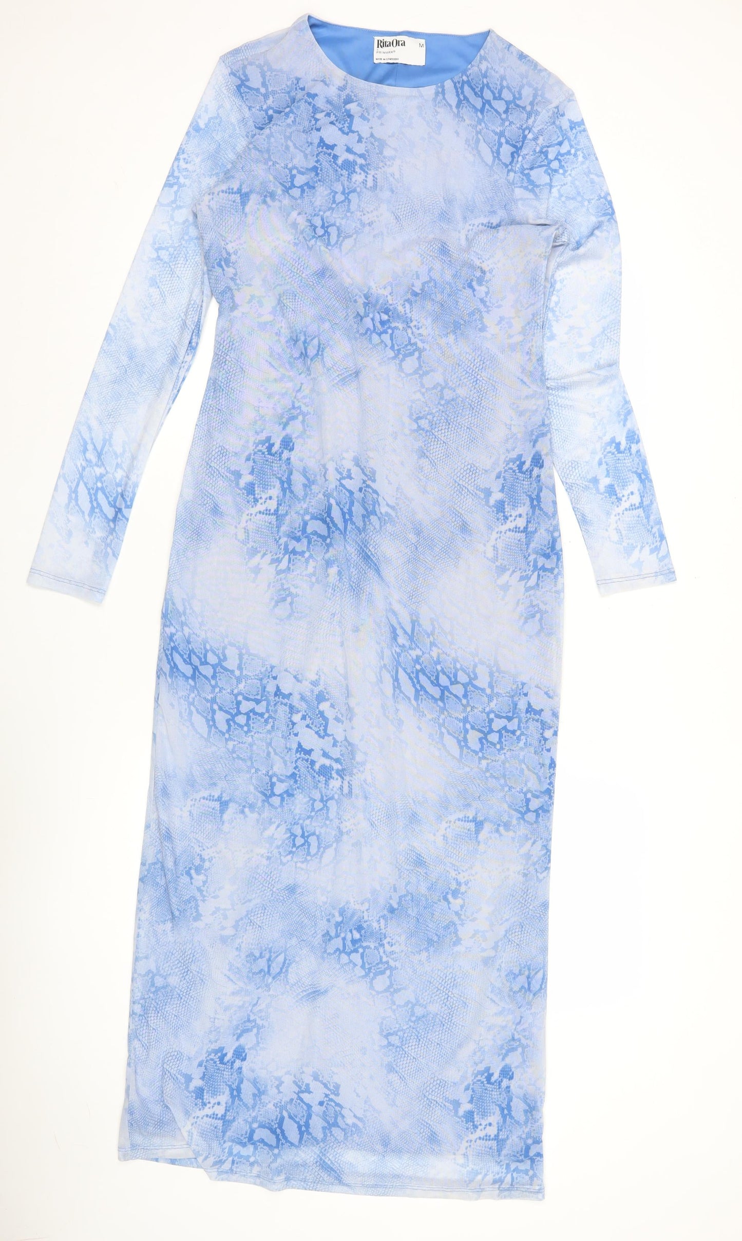 Primark Women Blue Animal Print Midi Bodycon Dress Size M