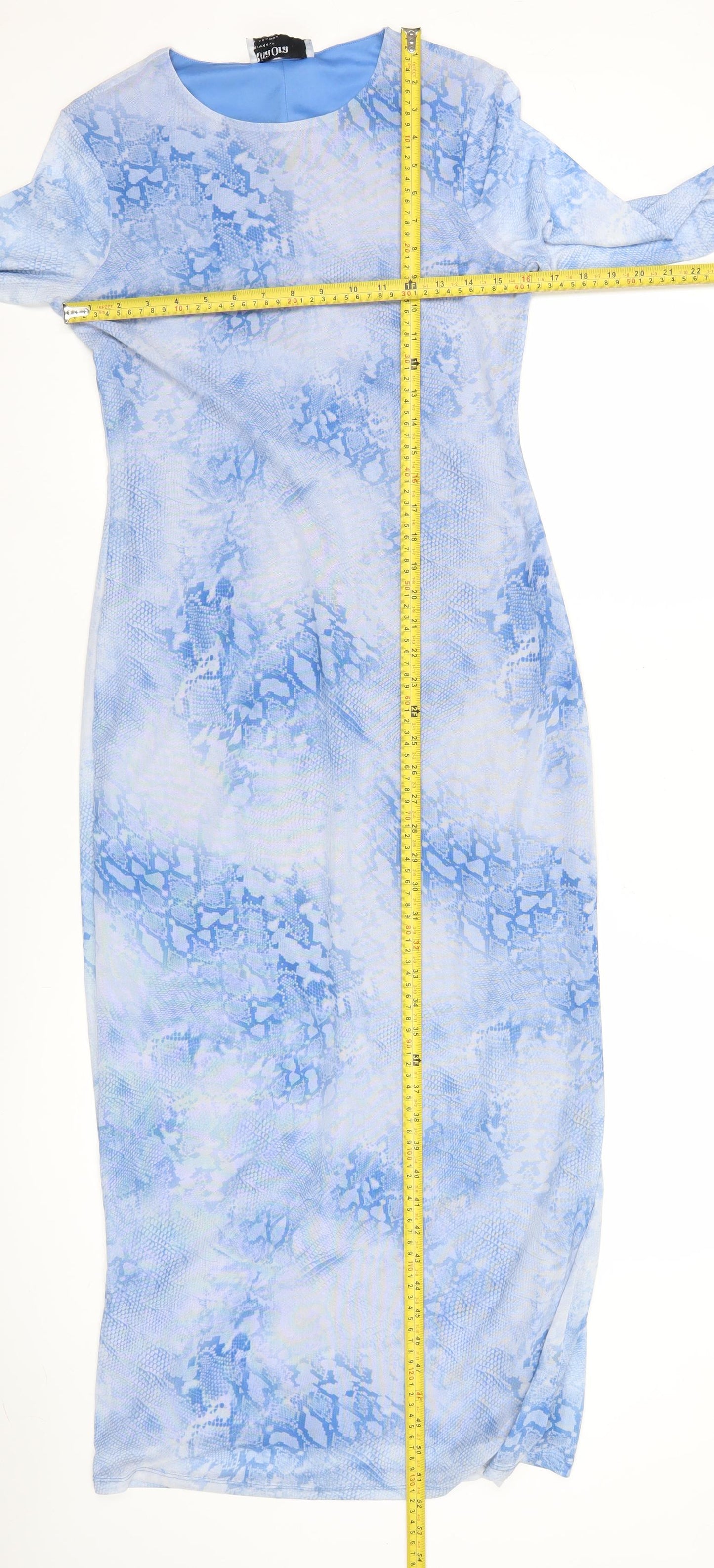 Primark Women Blue Animal Print Midi Bodycon Dress Size M