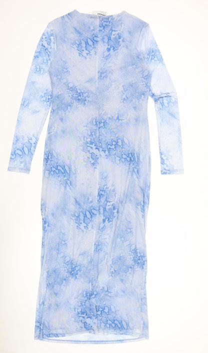 Primark Women Blue Animal Print Midi Bodycon Dress Size M