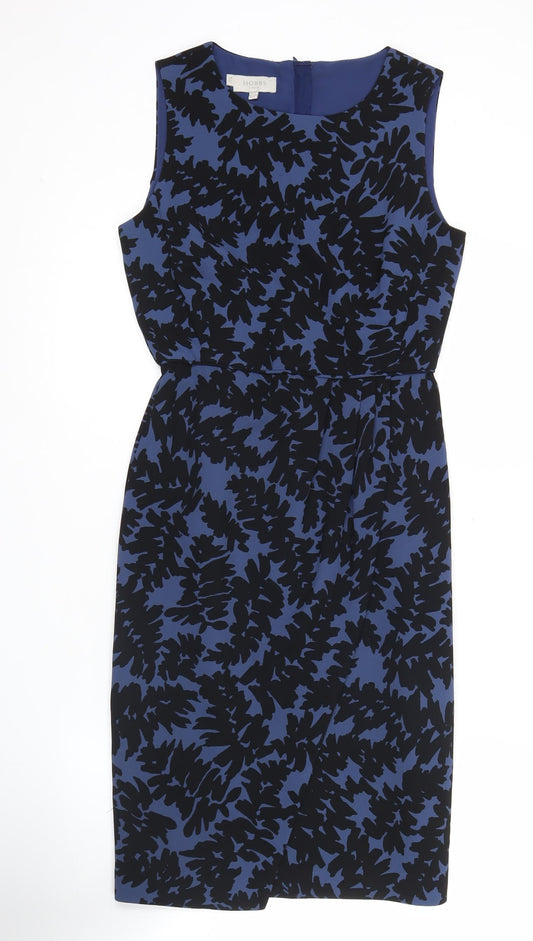 Hobbs Women’s Blue Floral Sheath Dress Size 8 Sleeveless Knee Length