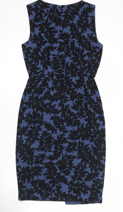 Hobbs Women’s Blue Floral Sheath Dress Size 8 Sleeveless Knee Length
