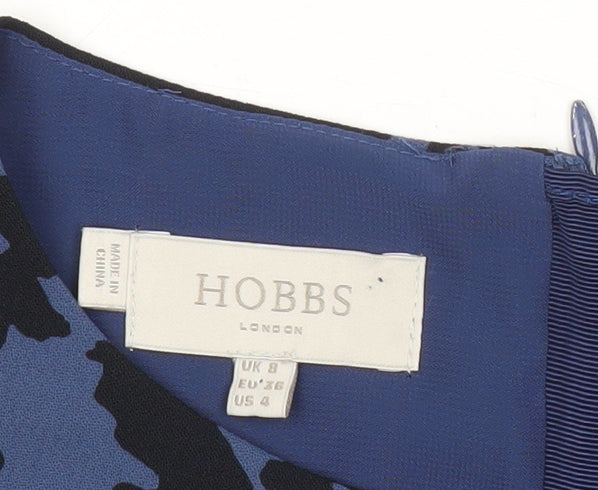 Hobbs Women’s Blue Floral Sheath Dress Size 8 Sleeveless Knee Length
