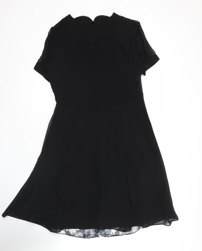 Marks and Spencer Womens Black Floral Hi-Low Fit & Flare Dress Size 12