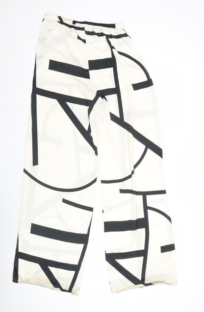 Womens UK Size XS Zara Relaxed Fit Wide-Leg Multicoloured Trousers