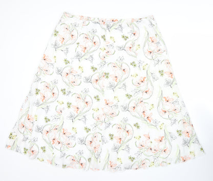 Marks and Spencer Womens White Floral A-Line Cotton Skirt Size 20