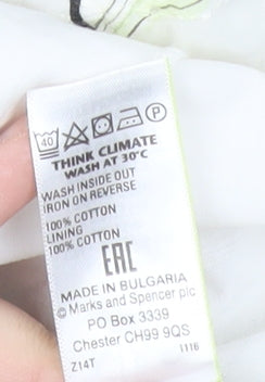 Marks and Spencer Womens White Floral A-Line Cotton Skirt Size 20