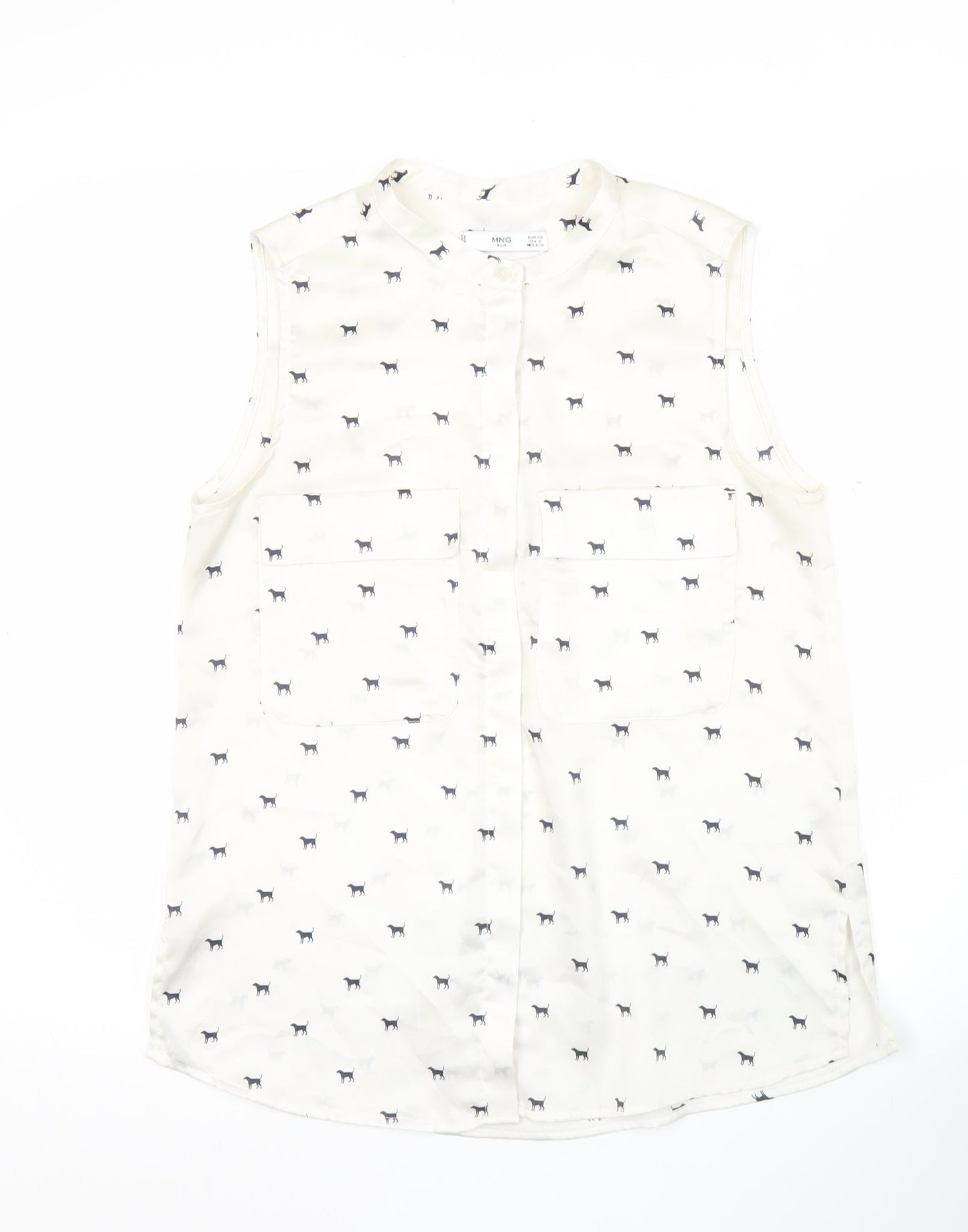 Womens UK Size XS Mango White Basic Blouse