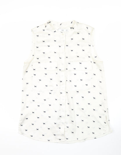 Womens UK Size XS Mango White Basic Blouse
