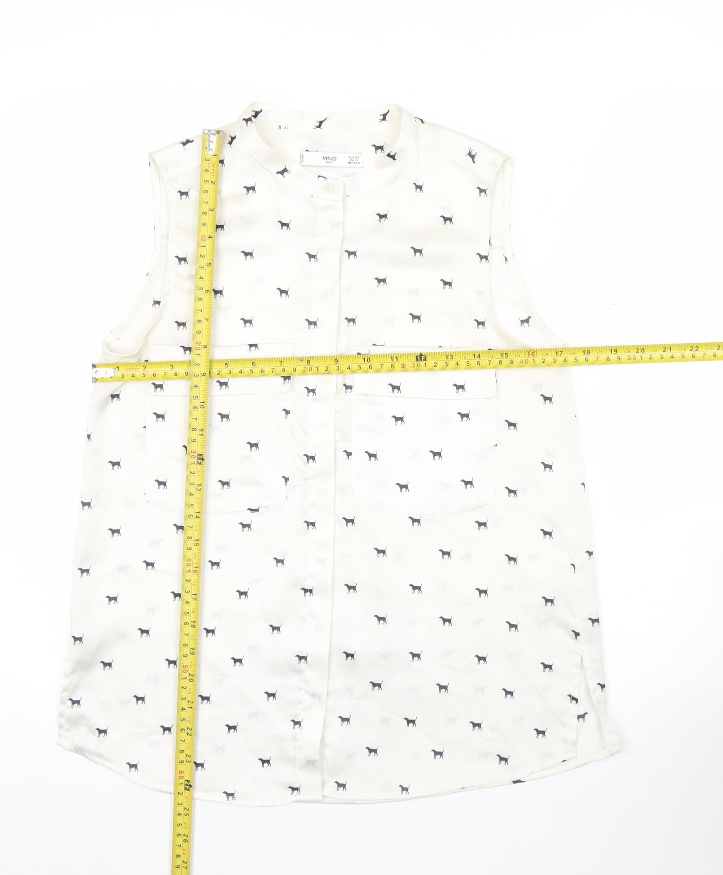 Womens UK Size XS Mango White Basic Blouse