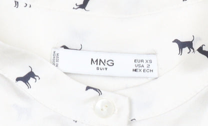 Womens UK Size XS Mango White Basic Blouse