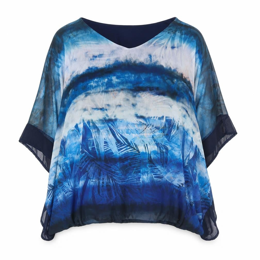 Womens UK Size M Punt Roma Blue Tunic Blouse