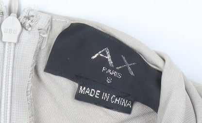 AX Paris Women’s Beige High Neck Halter Bodysuit Blouse Size 8