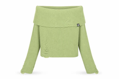 Luvistrue Womens Green Cowl Neck Rib Knit Pullover Jumper One Size