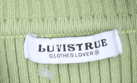 Luvistrue Womens Green Cowl Neck Rib Knit Pullover Jumper One Size