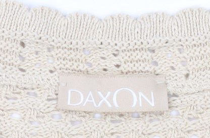 Daxon Women Beige Open-Knit Long Sleeve Cardigan Size 14