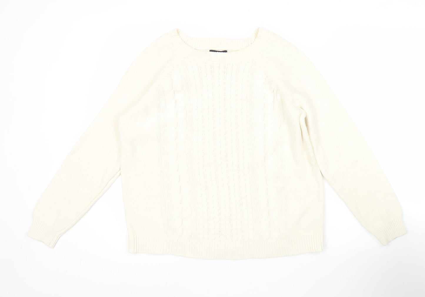 Gap Women’s Ivory Cable-Knit Cotton Blend Pullover Jumper L