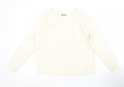 Gap Women’s Ivory Cable-Knit Cotton Blend Pullover Jumper L