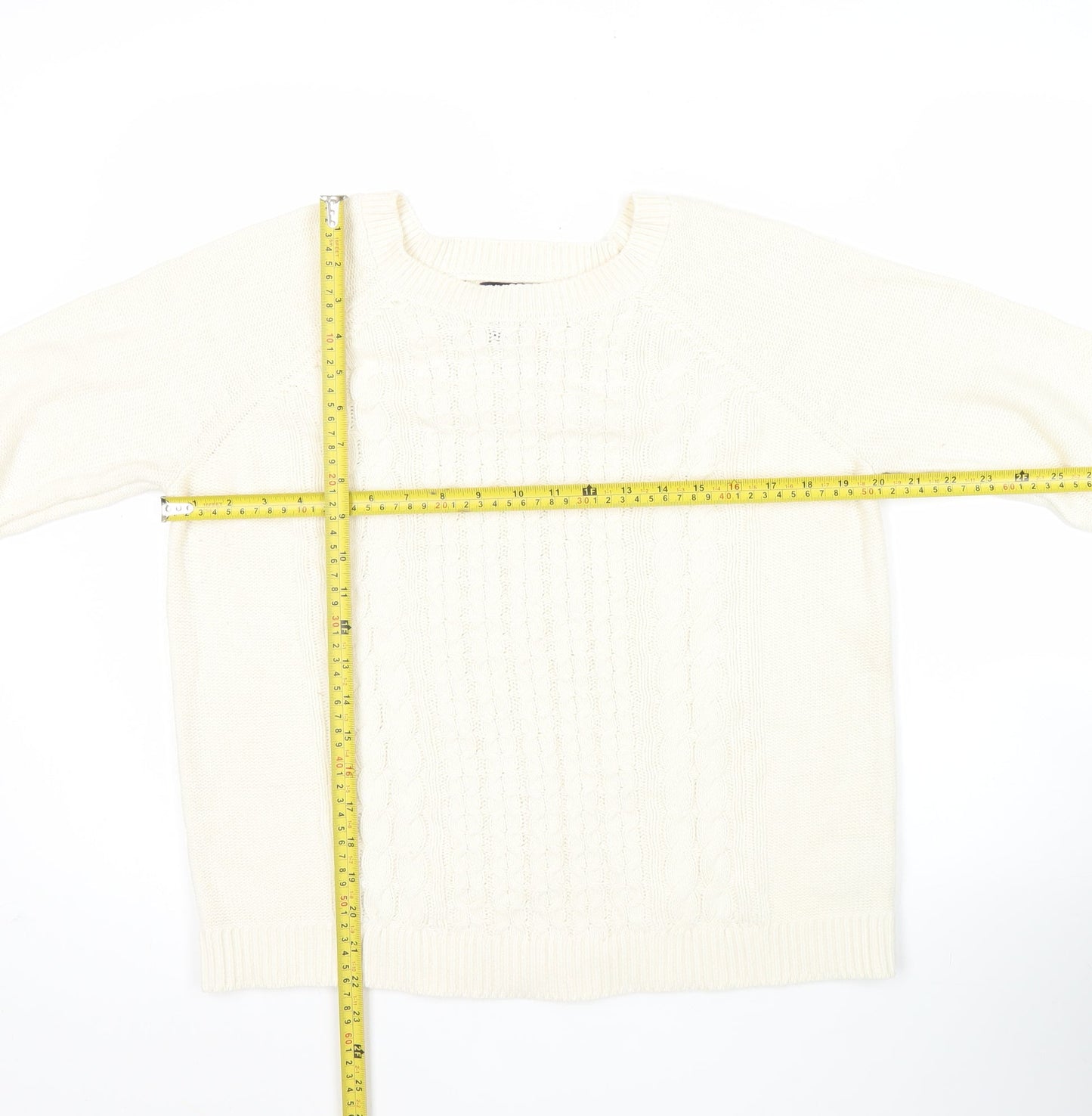 Gap Women’s Ivory Cable-Knit Cotton Blend Pullover Jumper L