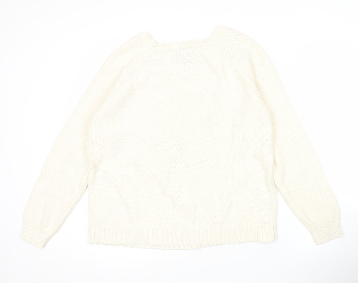 Gap Women’s Ivory Cable-Knit Cotton Blend Pullover Jumper L